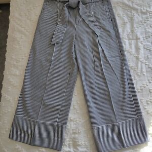 Banana Republic Grey And White Striped Crop